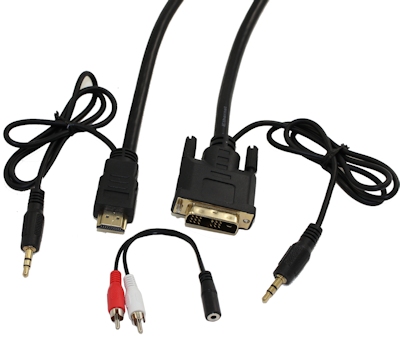 3ft HDMI/DVI-D w/3.5mm AUDIO Cable High Performance 28 AWG Gold Plated