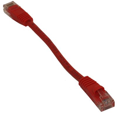 6inch Cat5E Ethernet RJ45 Patch Cable, Stranded, Snagless Booted, RED
