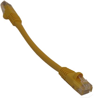 6inch Cat5E Ethernet RJ45 Patch Cable, Stranded, Snagless Booted, YELLOW