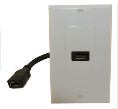 Wallplate  HDMI (Single) w/4 Built-in Flexible Extension Cable, White