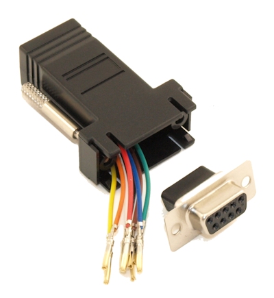 DB9-Female to RJ45 (8 wire) RS232 Modular Adapter, Black