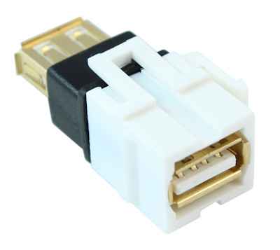 Keystone Jack Insert/Coupler USB 2 Type A to A, Female, Coupler Type, White
