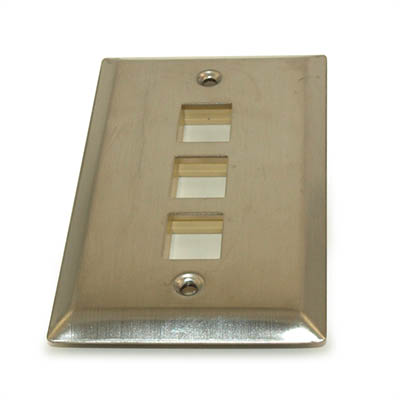 Wall plate: Keystone, 3 Hole - Stainless Steel