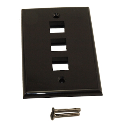 Wall plate: Keystone, 3 Hole - Black