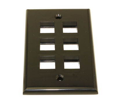 Wall plate: Keystone, 6 Hole - Black