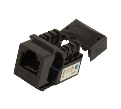 Keystone Jack Insert/Punch-down: Phone (RJ-11/RJ-12) for 2/3 Lines, Black