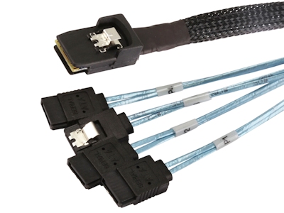 0.5m 30AWG INT Mini SAS 36 Pin (SFF-8087) to 4 SATA 7pin Breakout Cable