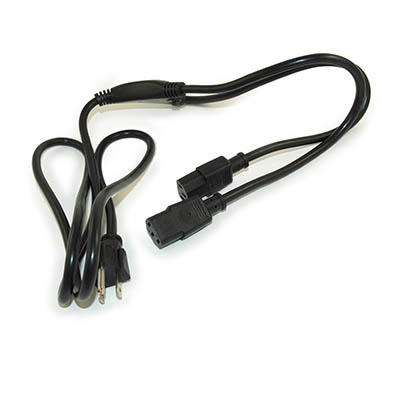 6ft Y Computer Power Cord (NEMA 5-15P to 2x C13 Plug), 18AWG, Black