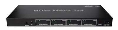 2 IN/4 OUT HDMI Amplified TRUE MATRIX, 4Kx2K @30Hz