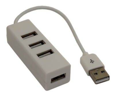 6inch USB 2.0 4 Port Hub, Non-Powered, White