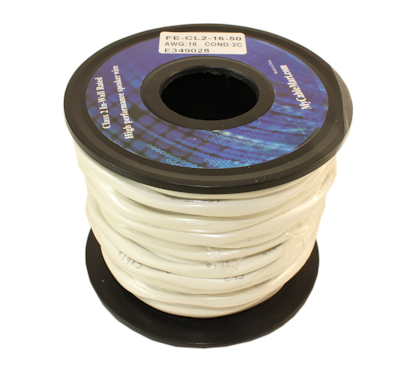 50ft Speaker Wire, 16AWG Copper In Wall Rated/CL2 with PVC Outer Jacket