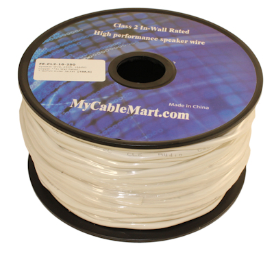 250ft Speaker Wire, 16AWG Copper In Wall Rated/CL2 with PVC Outer Jacket