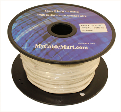 100ft Speaker Wire, 14AWG Copper In Wall Rated/CL2 with PVC Outer Jacket 