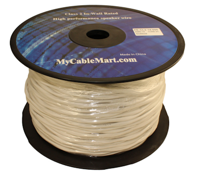 500ft Speaker Wire, 14AWG Copper In Wall Rated/CL2 with PVC Outer Jacket