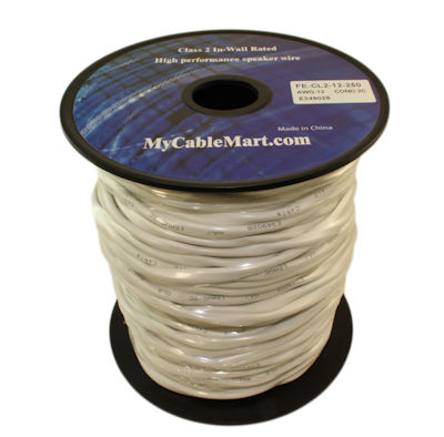 250ft Speaker Wire, 12AWG Copper In Wall Rated/CL2 with PVC Outer Jacket