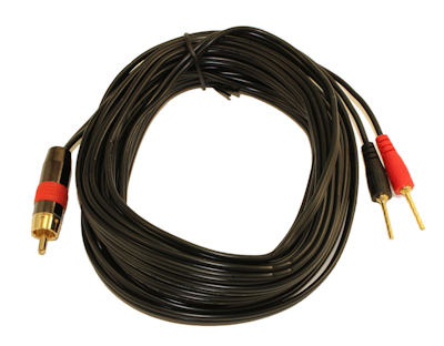 25ft 1 Wire SubWoofer 18AWG (1 RCA to 2 Pos/Neg Speaker Connects) Cable