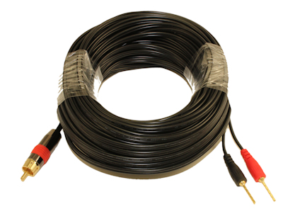 75ft 1 Wire SubWoofer 18AWG (1 RCA to 2 Pos/Neg Speaker Connects) Cable