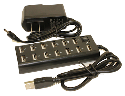 13 Port USB 2.0 Hub and USB Data Center, Powered