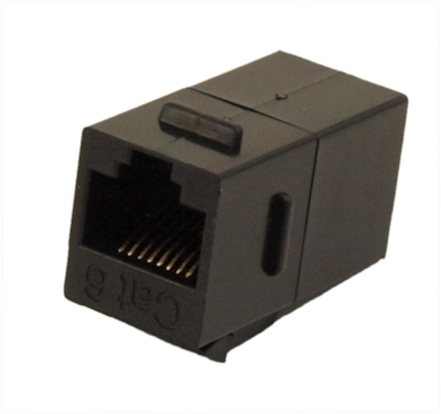 Keystone Jack Insert/Coupler Type Cat 6 RJ45 Networking, Black