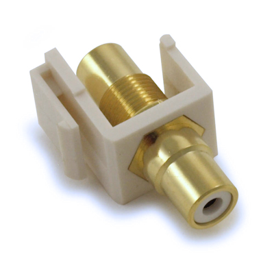 Keystone Jack Insert/Coupler Type: RCA with WHITE Center,Gold Plated, White