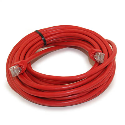 30ft Cat6 Ethernet RJ45 Patch Cable, Stranded, Snagless Booted, RED