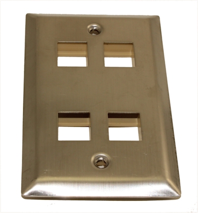 Wall plate: Keystone, 4 Hole - Stainless Steel