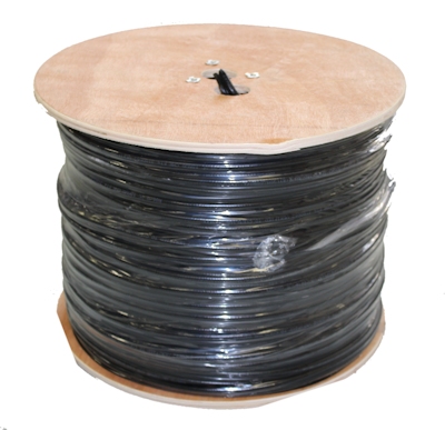 1000ft RG6 Siamese 18/2 Black HI-BANDWIDTH Bulk Coax Cable , Black