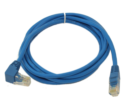 7ft Cat5E ANGLED Ethernet RJ45 Patch Cable, NON-BOOTED, BLUE
