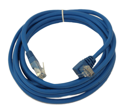 10ft Cat5E ANGLED Ethernet RJ45 Patch Cable, NON-BOOTED, BLUE