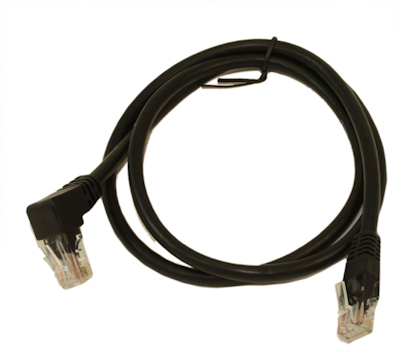 3ft Cat6 ANGLED-UP Ethernet RJ45 Patch Cable, NON-BOOTED, BLACK