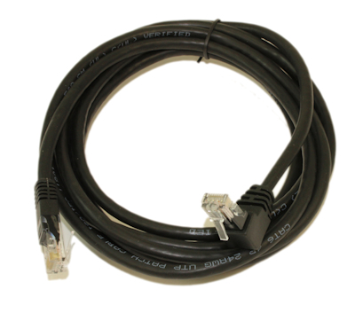10ft Cat6 ANGLED-UP Ethernet RJ45 Patch Cable, NON-BOOTED, BLACK