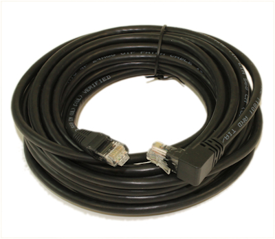 20ft Cat6 ANGLED-UP Ethernet RJ45 Patch Cable, NON-BOOTED, BLACK