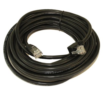 25ft Cat6 ANGLED-UP Ethernet RJ45 Patch Cable, NON-BOOTED, BLACK