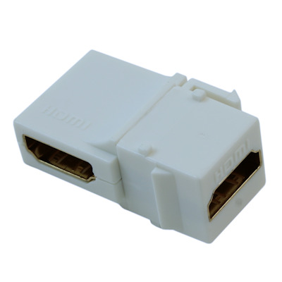 Keystone Jack Insert/Coupler - HDMI 90Deg,Gold Plated, Female/Female, White