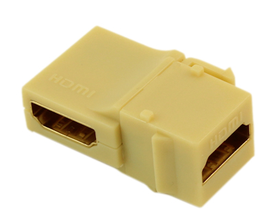 Keystone Jack Insert/Coupler HDMI Angled, Gold Plated, Female/Female, Ivory