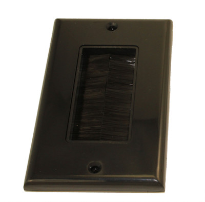 Wall plate: Single-Gang Decora with Brush Pass-thru, Black