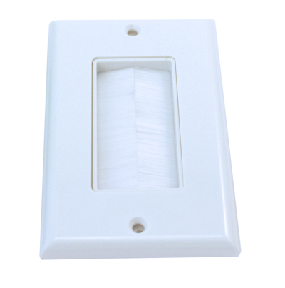 Wallplate: Single-Gang Decora with Brush Pass-thru, White