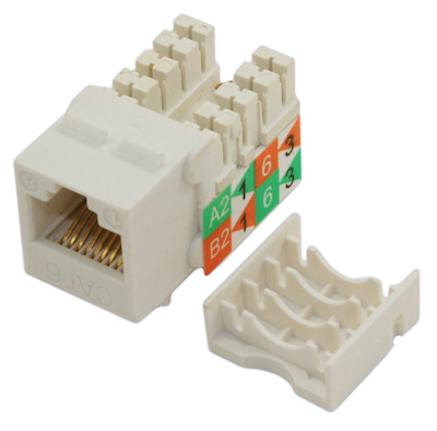 Keystone Jack Insert/Punch-down SLIM - Cat 6 RJ45 Networking, White 