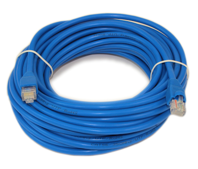 30ft Cat5E Ethernet RJ45 Patch Cable, Stranded, Snagless Booted, BLUE