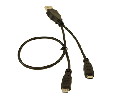 USB Y Dual Charging Cable Type A to 2 Micro-B 5