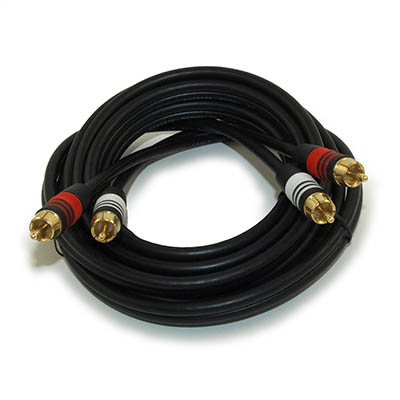 10ft 2 Wire RCA Premium Component Audio Cables, 24K Gold Plated, Black