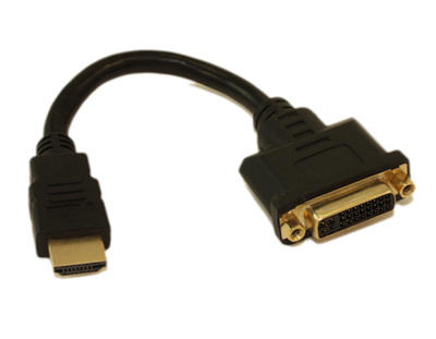 6inch DVI-D Female to HDMI Male Adapter Cable, Gold Plated