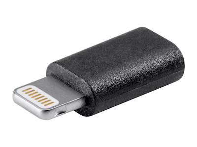 Lightning Male to Micro-B 5pin USB Adapter, Nickel Plated, Black