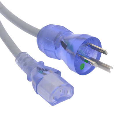 6ft Hospital Computer Power Cord (NEMA 5-15P to C13 Plug 16AWG, Gray