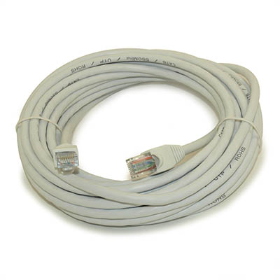 30ft Cat6 Ethernet RJ45 Patch Cable, Stranded, Snagless Booted, WHITE