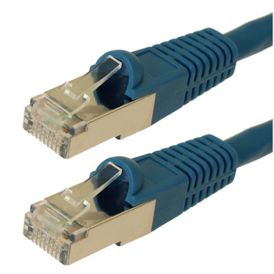 1ft Cat7 SHIELDED (SSTP) RJ45 Ethernet Patch Cord, Booted, BLUE