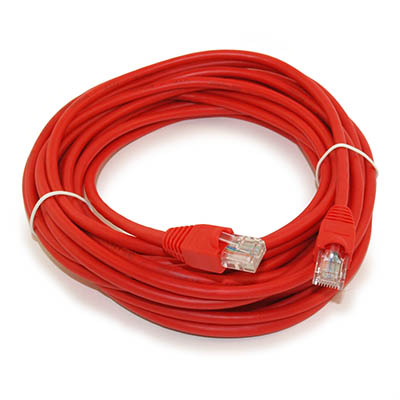 25ft Cat5E Ethernet RJ45 Patch Cable, Stranded, Snagless Booted, RED