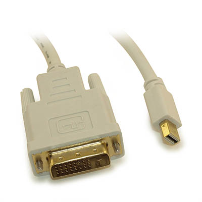 10ft Mini DisplayPort Cable to DVI 30AWG Gold Plated, White