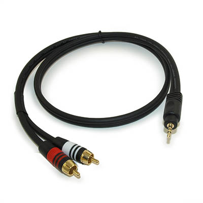 3ft 3.5mm Premium Mini-Stereo TRS Male to 2 RCA Male Audio/Speaker Cable
