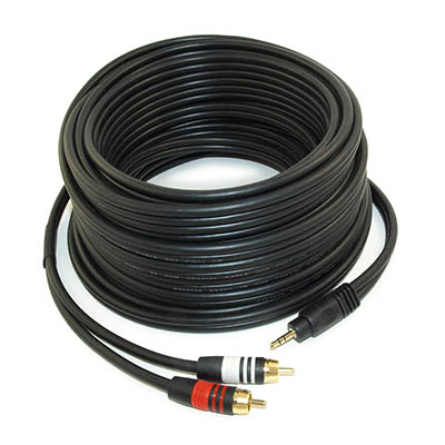 50ft 3.5mm Premium Mini-Stereo TRS Male to 2 RCA Male Audio/Speaker Cable